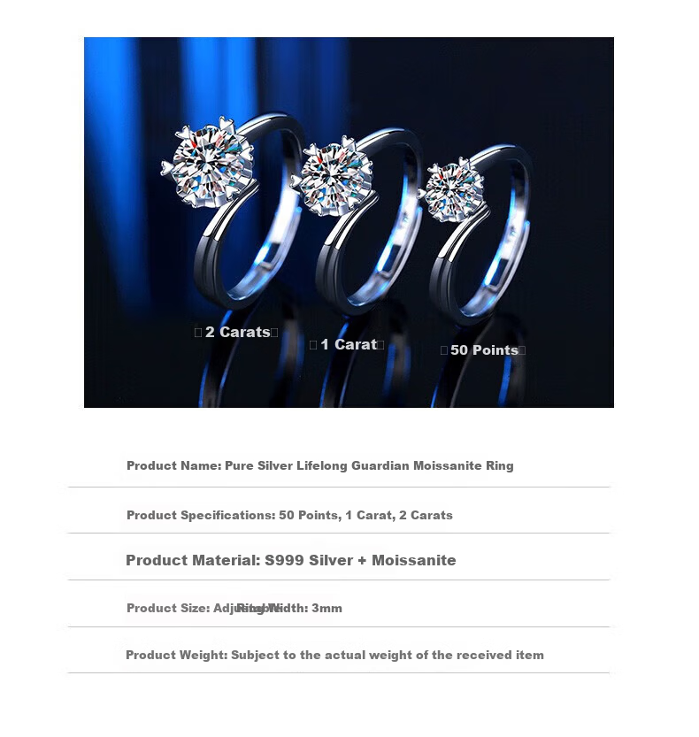 Zhoudajin CHOW TAI KING, One Carat Moissanite Diamond Ring, Sterling Silver Engagement Ring for Women, Qixi Valentine's Day Gift for Girlfriend Or Wife, Birthday Present 15