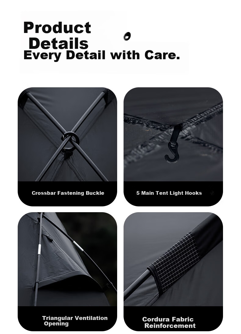 Black Dog Outdoor Large Dome Tent, Quick Assembly Sunshade Spherical Canopy, Gers, Pavilion, Expandable Dome Body 21