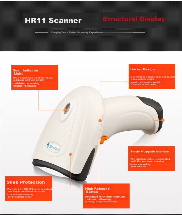 Newland HR11 1D Barcode Scanner Mobile Screen QR Code Reader for WeChat Pay 7