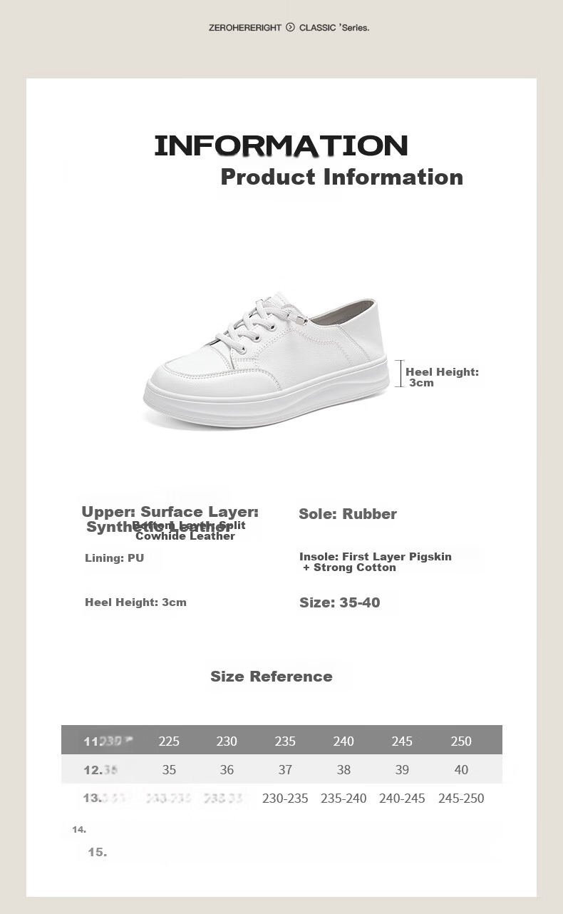 ZHR Women's White Sneakers 2026 Spring New Thick-Soled Casual Sport Shoes A166 White Size 37 1