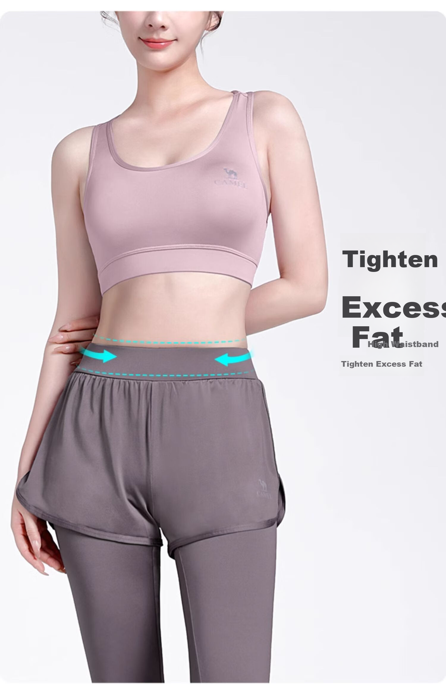 CAMEL Yoga Outfit for Women, Morning Run Outdoor Sportswear, Slim-Fit Breathable Fitness Wear, Five-Piece Set YK22255493B 9