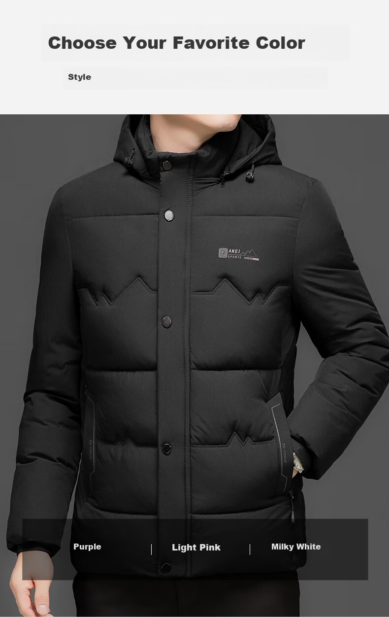 ROMON Men's Cotton Jacket Winter Coat Trendy Business Cotton-Padded Jacket Middle-Aged and Elderly Warm Cotton Coat Dad Style 2517 Black 4XL 3