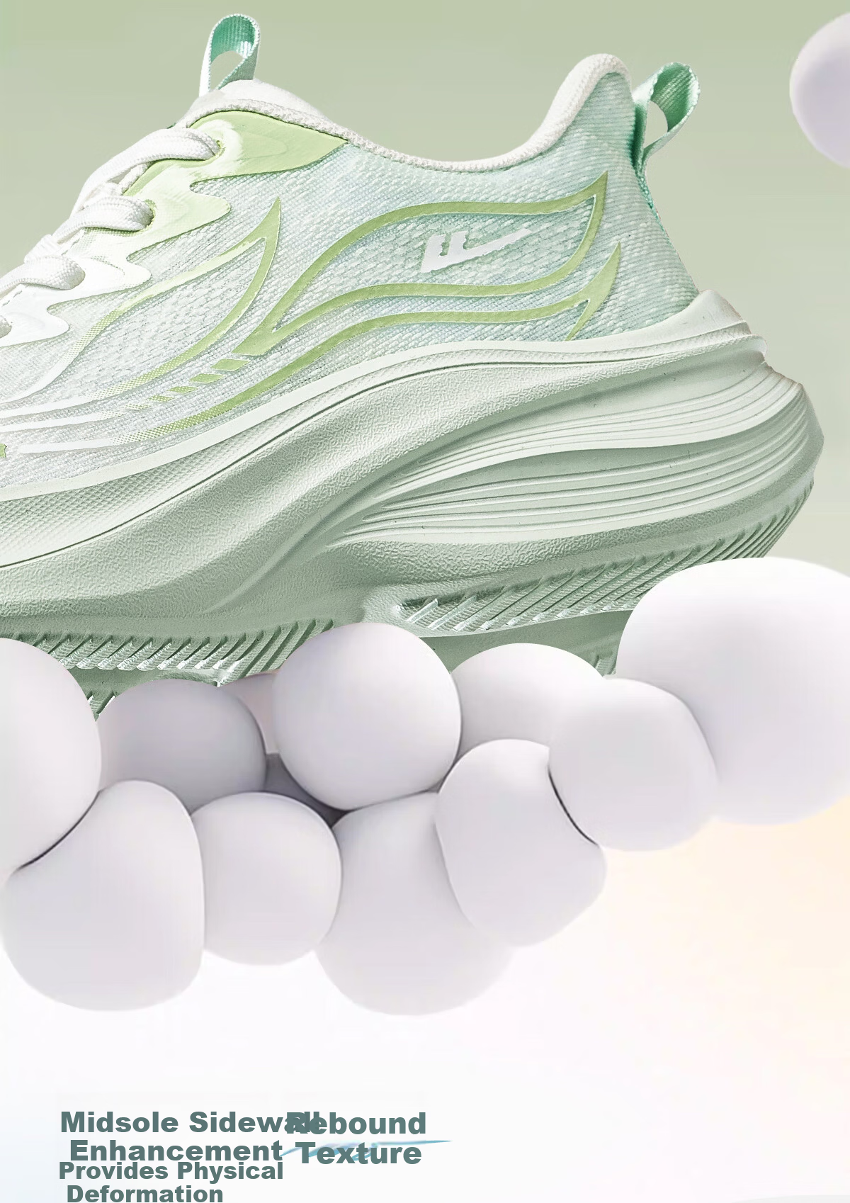 Warrior Thick-Soled Women's Sports Shoes New Spring Summer Lightweight Soft Sole Shock Absorption Fitness Running Shoes White Green Size 35 4