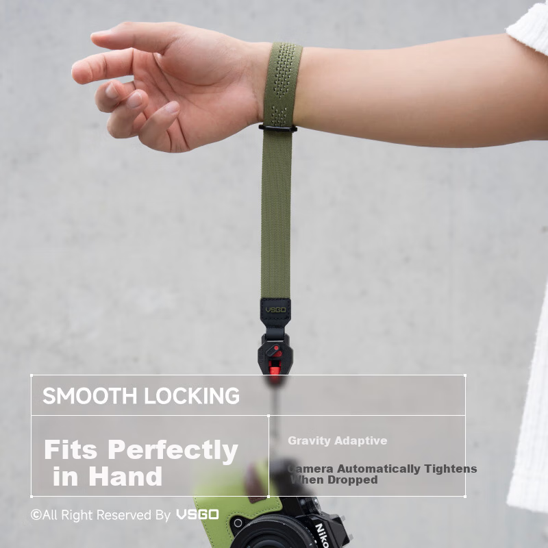VSGO Black Hawk CASUAL Lightweight Photography Wrist Strap Camera Wristband Quick Release Lanyard Gray Mist Orange