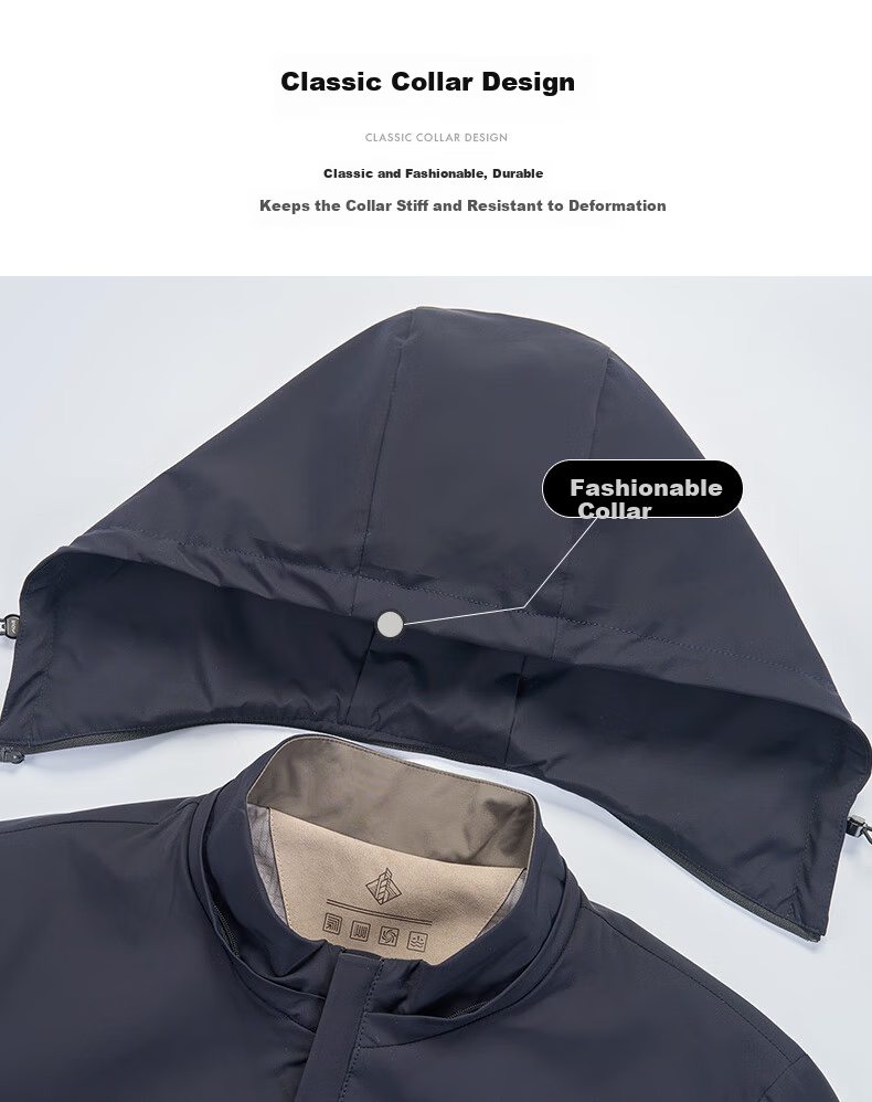 Pierre Cardin Men's High-End Spring Jacket Detachable Hood Wrinkle-Resistant Luxury Spring Autumn Coat 3