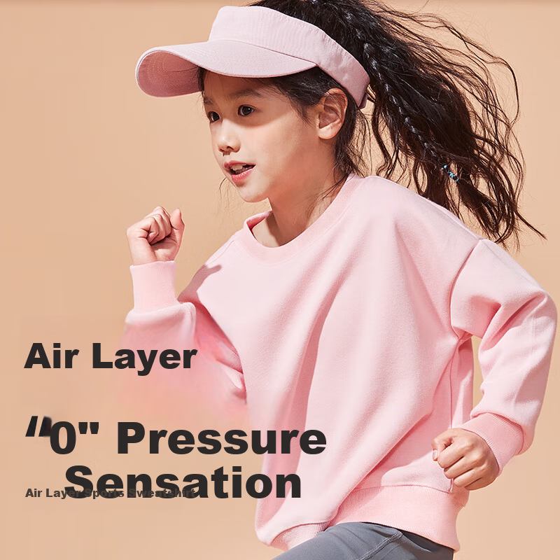 JEANSWEST Girls' Sweatshirt Spring Autumn 2025 Children's Air Layer Top Stylish Long Sleeve Loose Fit Clothes for Older Kids