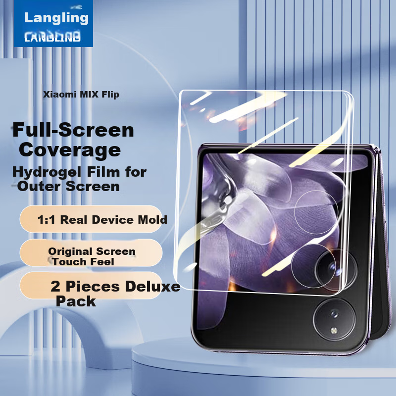 LANGLING [2-Pack] Full Glue Hydrogel Screen Protector for Xiaomi Mix Flip Foldable Phone, Scratch-Resistant, Anti-Fingerprint, High-Definition Outer Screen Film