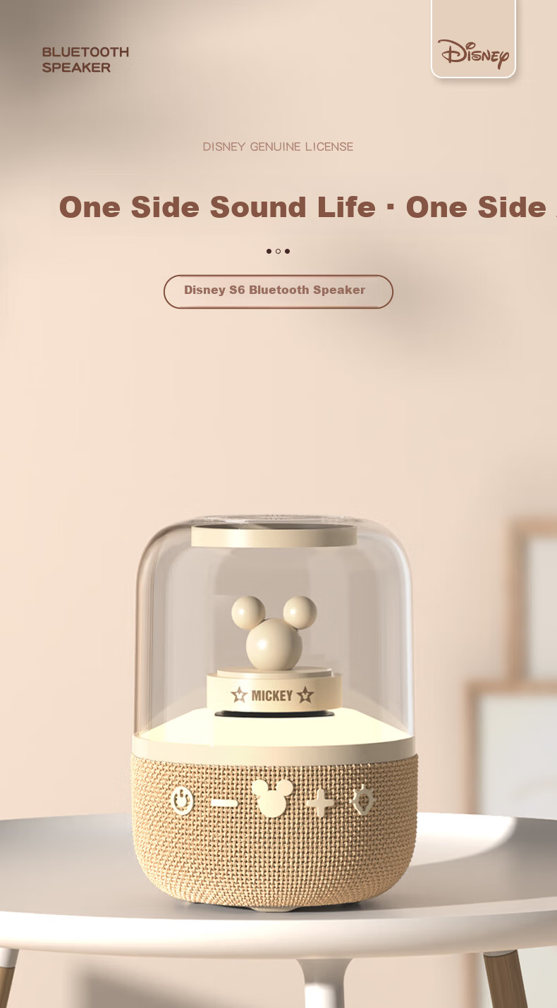 DISNEY Bluetooth Speaker Desktop Computer Ambient Light High-Quality Loud 360 Surround Stereo Minnie Gift for Boys and Girls 1