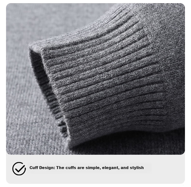 ROMON Men's Sweater Autumn Winter Comfortable Skin-friendly Casual Versatile Warm High-end Knitted Base Shirt 3977 Black M 15