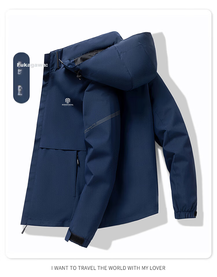 ROMON Men's Trendy Spring Hooded Jacket Youth Business Breathable Casual Business Jacket E29 Black M 7