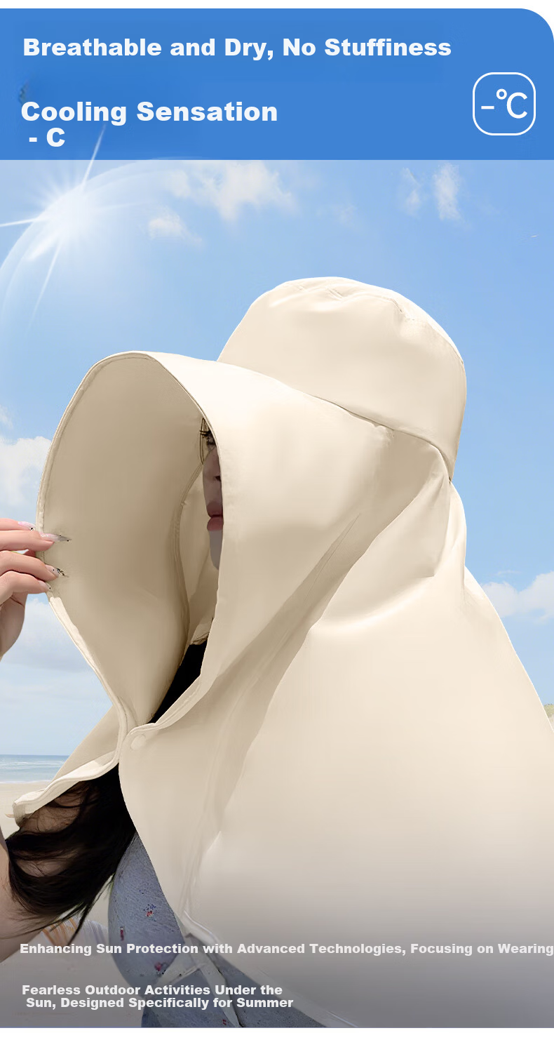 FitonTon Women's Sun Protection Hat Summer Large Shawl Sunshade Hat Wide Brim UV Protection Outdoor Beach Cycling Cooling Hat 7