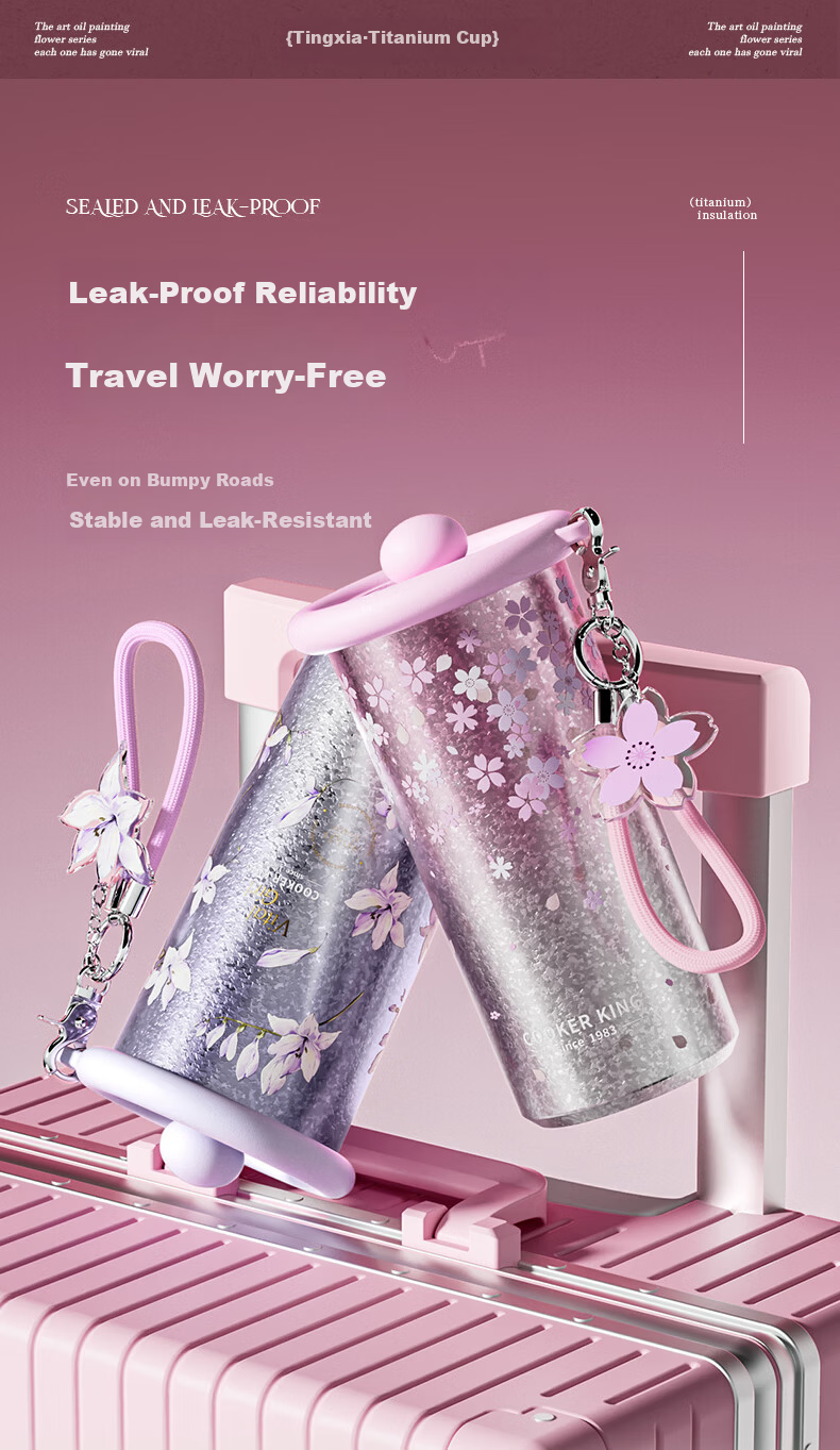 Chuida Huang Titanium Cup Gift Box Pure Titanium Insulated Cup High-Value Water Coffee Cup 520ml Alice in Wonderland 14