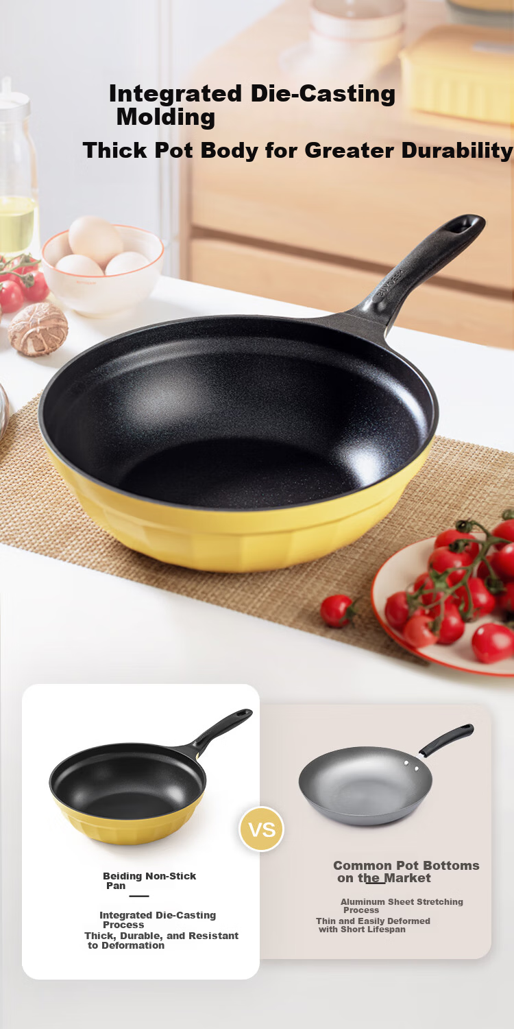 Buydeem 32cm Non-Stick Frying Pan Skillet Light Smoke Oil-Gathering Shallow Green Induction and Gas Stove Compatible 4