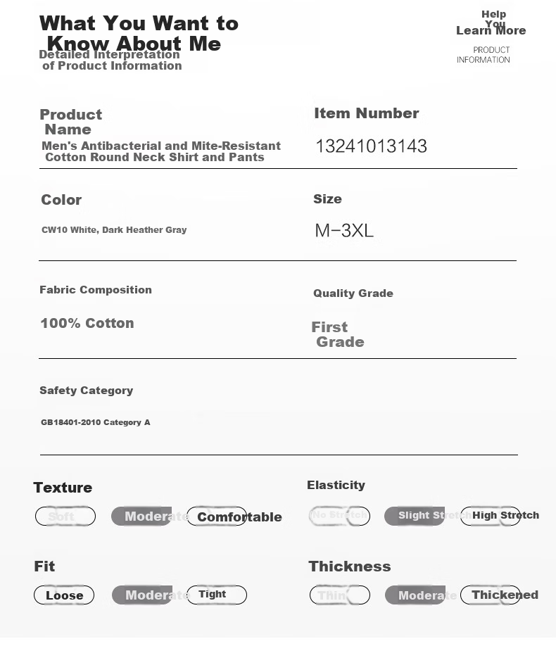 Yiershuang [Class A 100% Pure Cotton] Men's Thermal Underwear Set Antibacterial Youth Autumn Long Johns Full Cotton Sweater 14