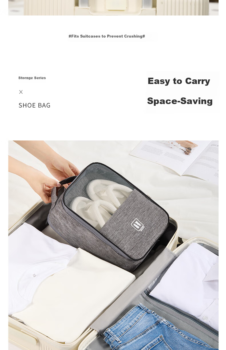 Etravel Travel Shoe Storage Bag Hanging Shoe Organizer for Luggage Multi-Pair Travel Home Shoe Bag Gray 5