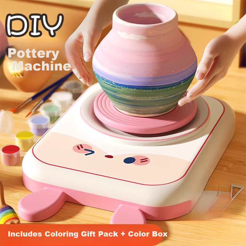 Guou Children's Pottery Machine Toy Clay Student Handcraft Tool Set for Girls Ages 4-7 Primary School Daily Gift