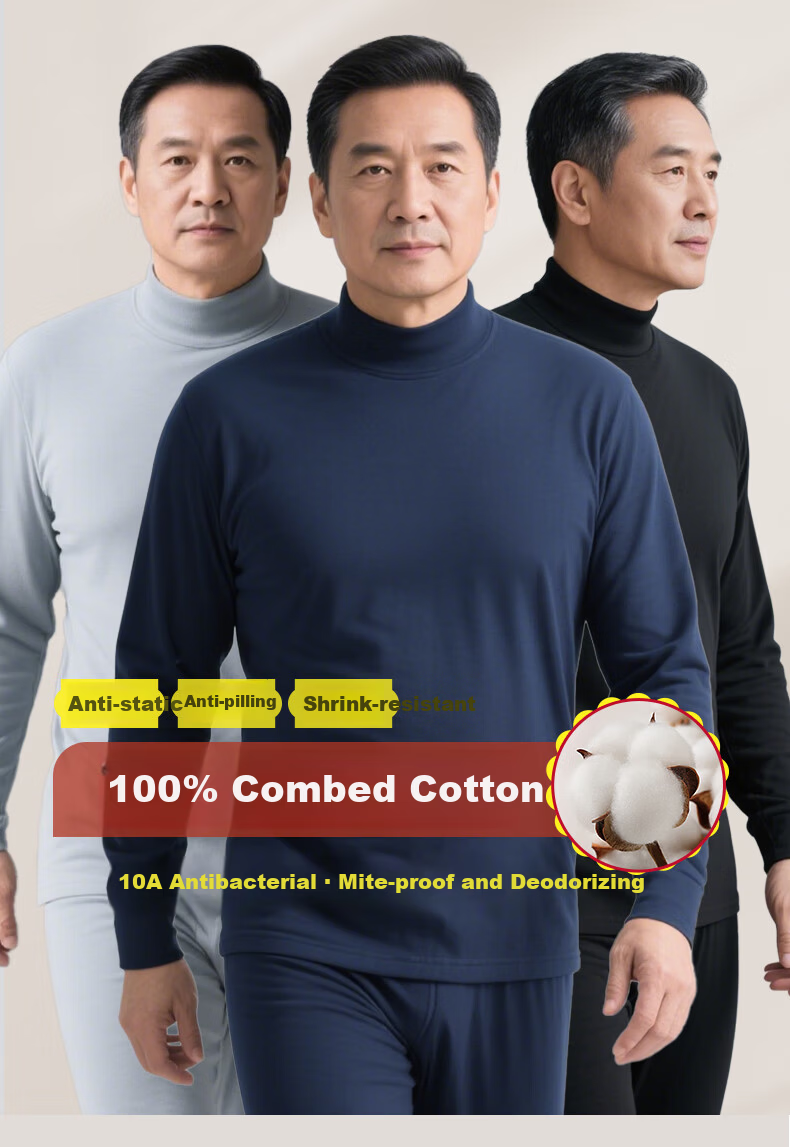 Hengyuanxiang Middle-Aged And Elderly [100% Pure Cotton Autumn Underwear Set] Women's Antibacterial Thermal Underwear Set, Thin Base Layer for Mom in Winter 2