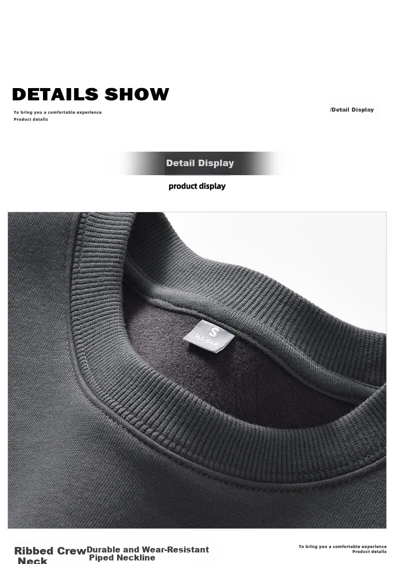 JEANSWEST LIFE Men's Fleece-Lined Crew Neck Sweatshirt Autumn Winter Cold-Resistant Warm Youth Jacket American Streetwear 9