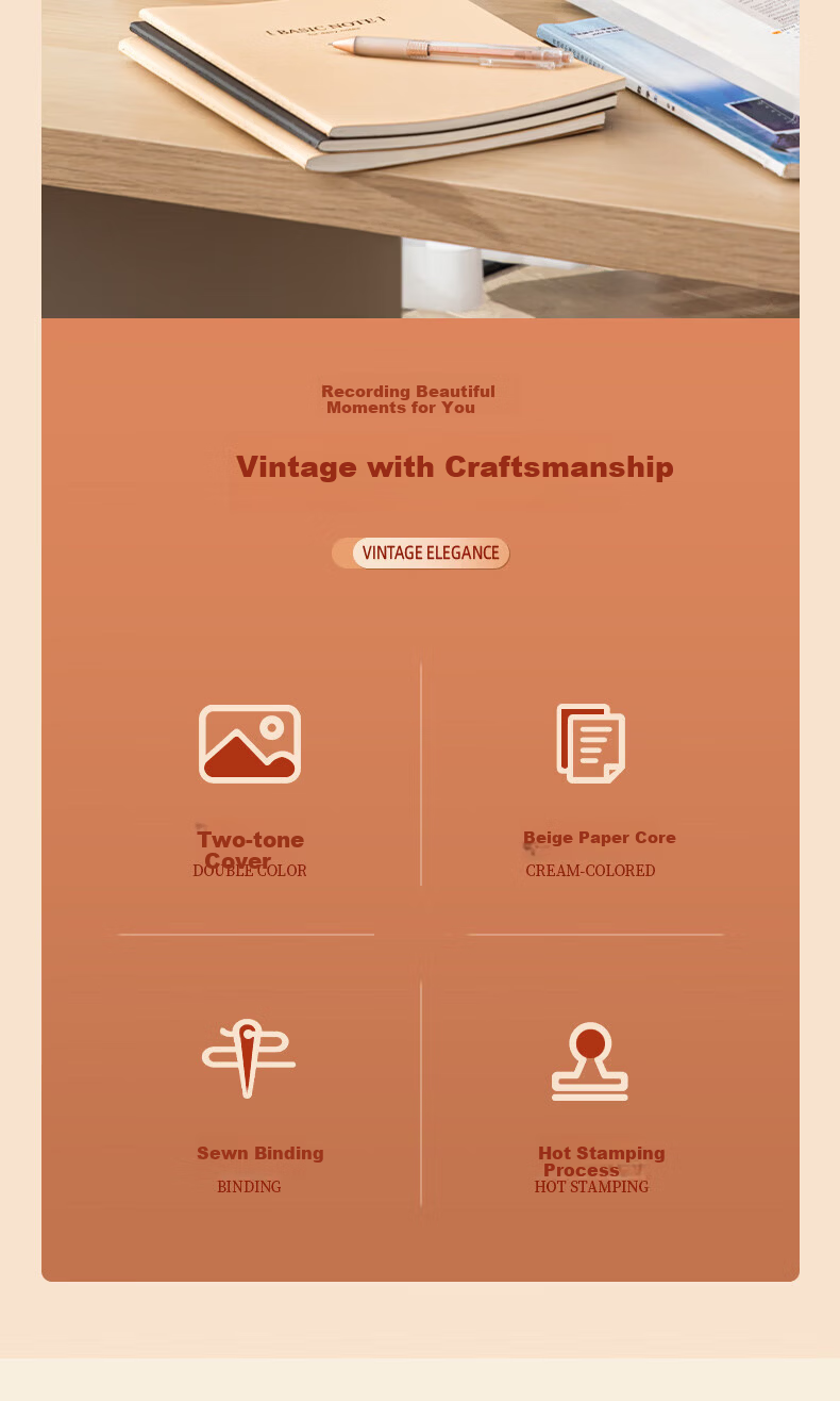 Deli 6 B5/40 Sheets Kraft Paper Stitched Soft Notebook/Office Journal/Diary Stationery Notebook Student Notebook P033459 3
