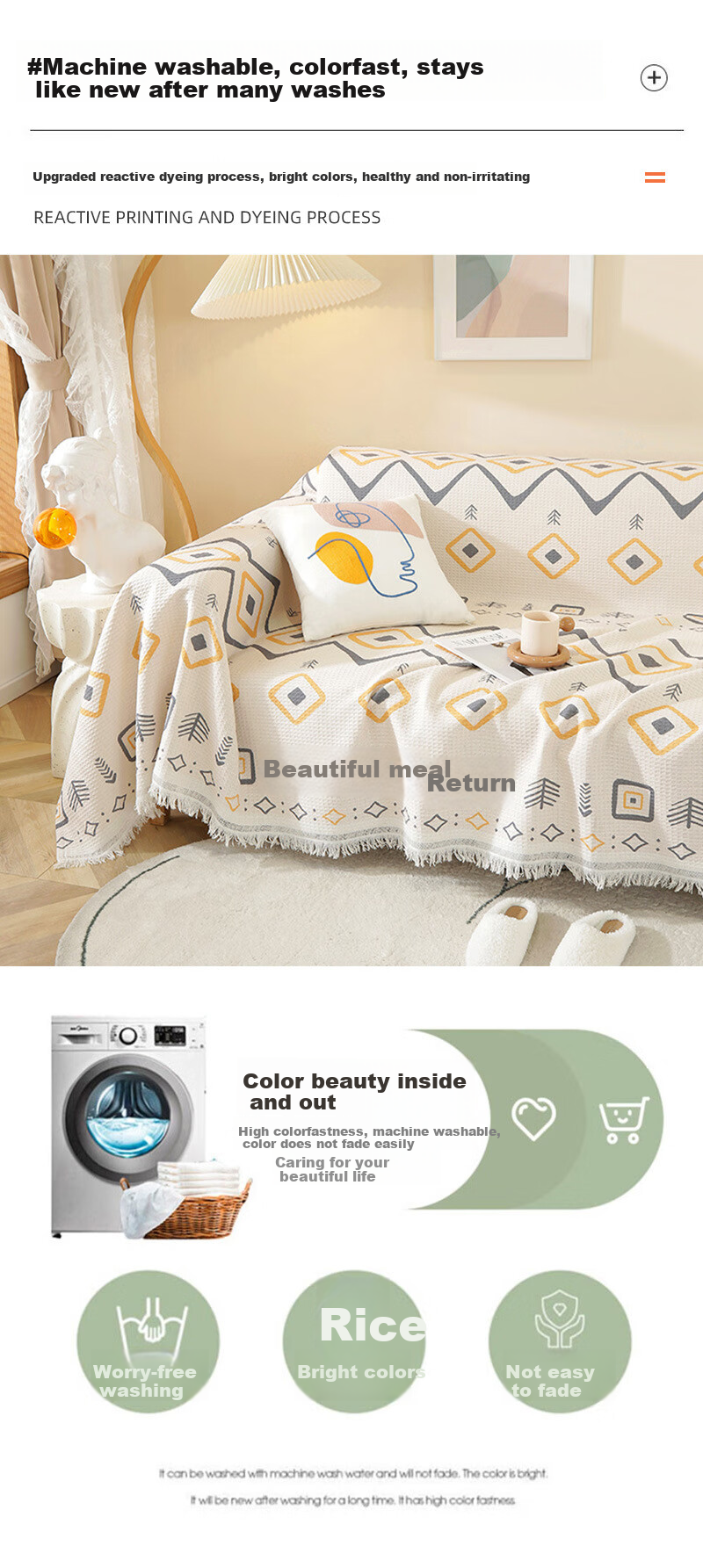 AVIVI Sofa Cover Sofa Towel Sofa Cushion Four Seasons Sofa Fabric Sofa Cover Dustproof Full Cover 180*230 Star Dream 7
