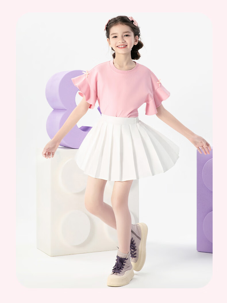 Mark Fairwhale Pleated Skirt Girls Short Skirt School Style Summer 2026 New JK Skirt Children's Sports Skirt White 130 20