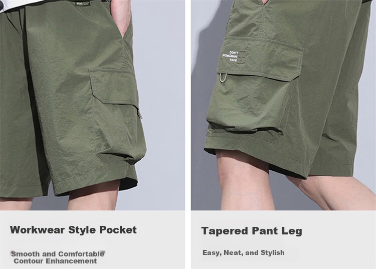 MARK FAIRWHALE Men's Summer American Style Cargo Cooling Lightweight Casual Loose Fit Five-Point Shorts, Military Green, M 2