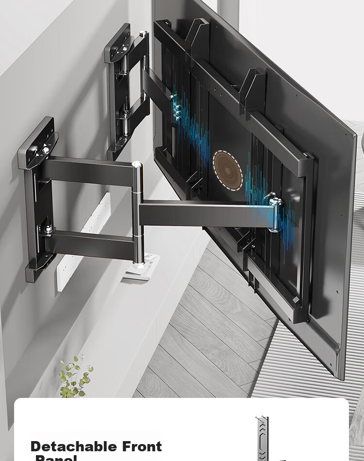Enlip Ultra-Thin Recessed Split Telescopic TV Wall Mount Bracket 65-90 Inch Compatible with Xiaomi Hisense TCL Skyworth 75/85 Inch TVs No Obstruction to Sockets and Speakers 15