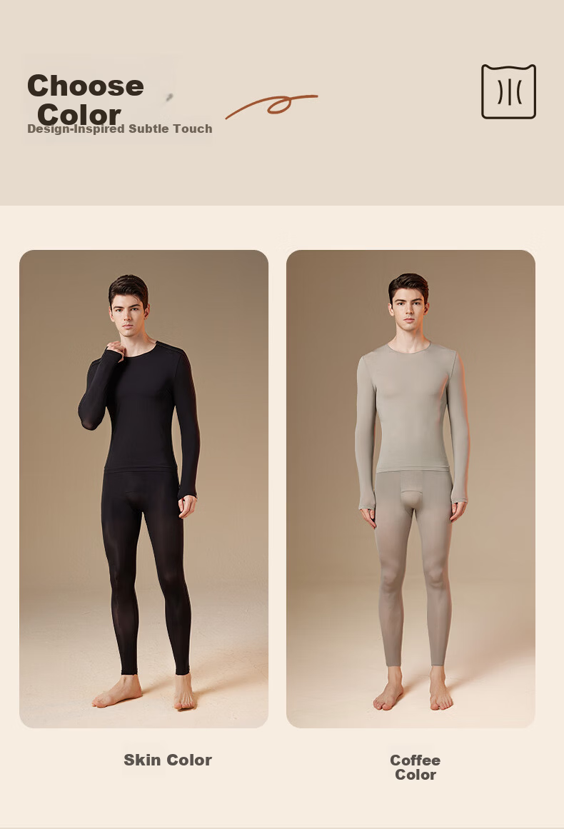 MiiOW 2025 New Ultra-Thin Hyaluronic Acid Base Layer High Elastic Skin-Friendly Men's Beauty Invisible Mask Autumn Shirt and Pants 11