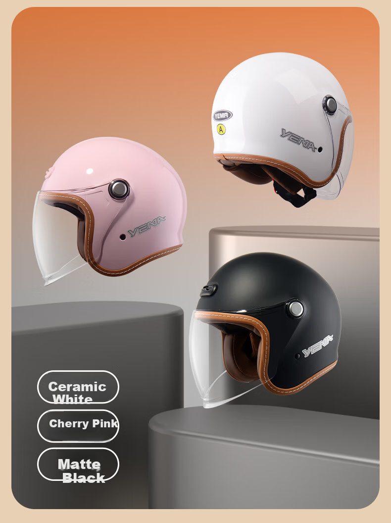 YEMA 3C Certified New National Standard Unisex Winter Warm Anti-Fog Motorcycle Helmet Electric Vehicle 3/4 Helmet 657S Pia Black with Clear Lens + Anti-Fog Sticker 14