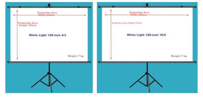 Ganyi Ultra-Clear Portable Stand Projection Screen White Light BWG84 84-inch 16:9 Compatible with All Lumen Projectors for Outdoor Camping Travel Parties 16