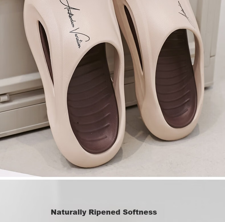 Huamei Jianbu Couple's Home Bathroom Slippers Non-Slip Soft Comfortable Sandals HM23161 Khaki Size 44-45 2