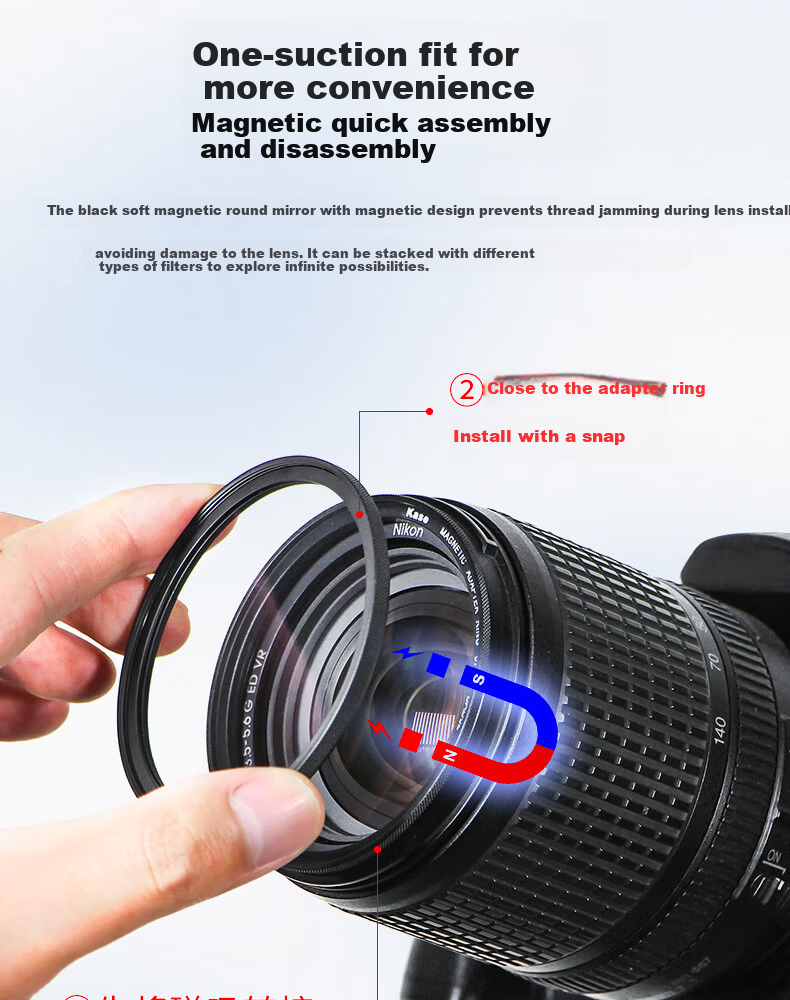 Kase Black Soft Quarter 1/4 67mm Wolverine II Magnetic Soft Focus Filter Diffusion Lens Camera Black Soft Filter Portrait Light Softening Matte Creative 7