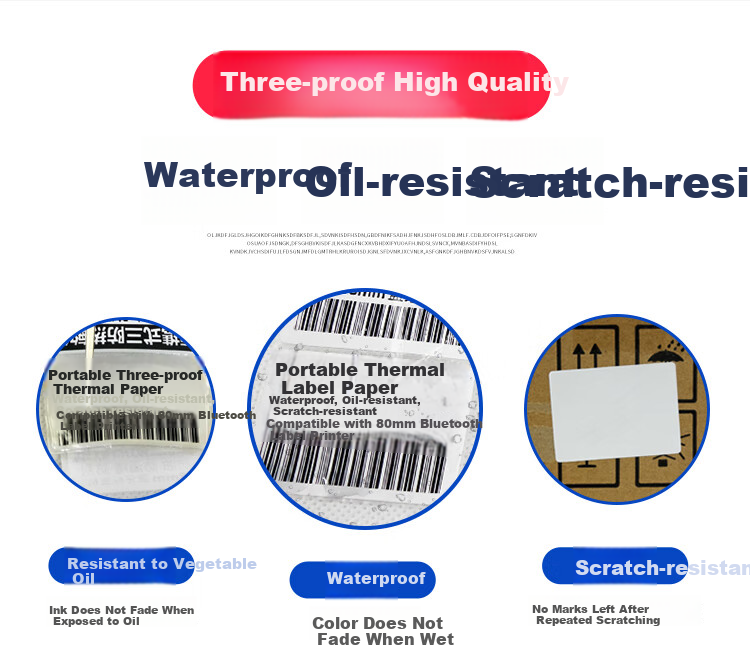 Jaylen 60x40mm 300 Sheets/Roll 50 Rolls Waterproof Thermal Label Stickers for Express Delivery, Takeout, Milk Tea, Clothing, Supermarket, Electronic Scale Barcode Adhesive Thermal Printing Paper 7