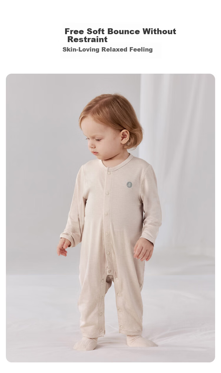 Babylove Infant Romper, Spring And Autumn Lightweight Warm Clothing, Solid Color Onesie for Boys And Girls, Crawling Suit, Base Layer Pajamas 3