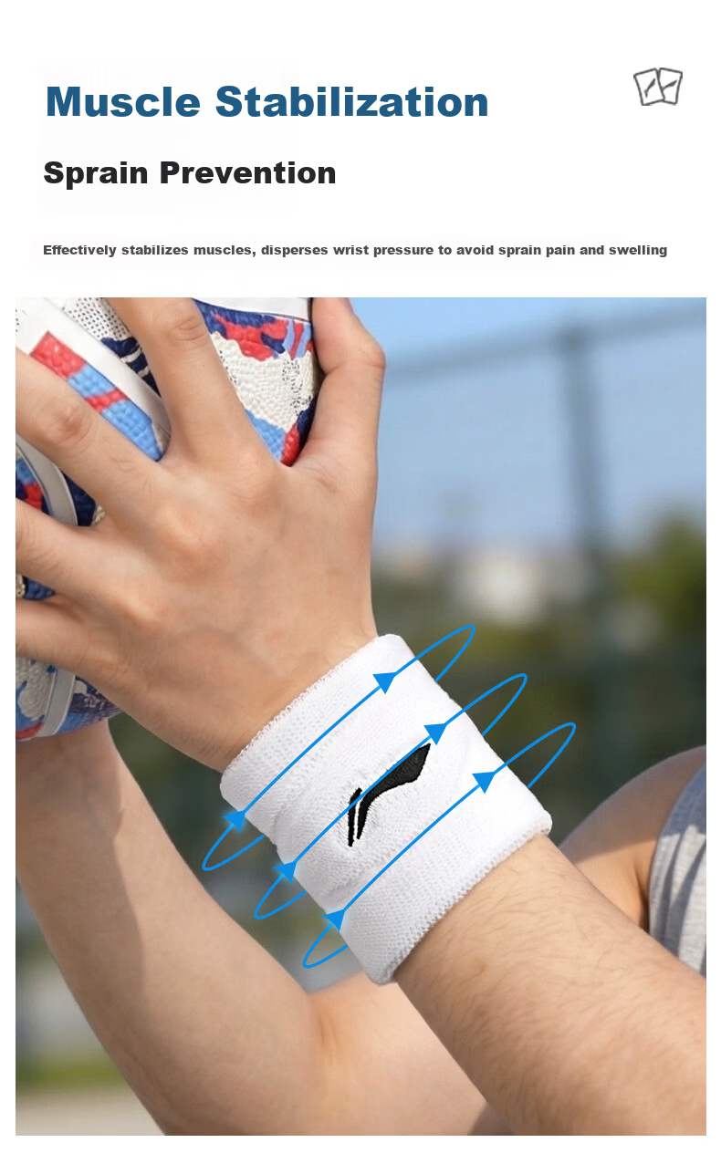 LI-NING Wristband Sports Fitness Sweat-Absorbing Wrist Towel for Badminton Basketball Volleyball Tennis Tendonitis Wrist Injury 9