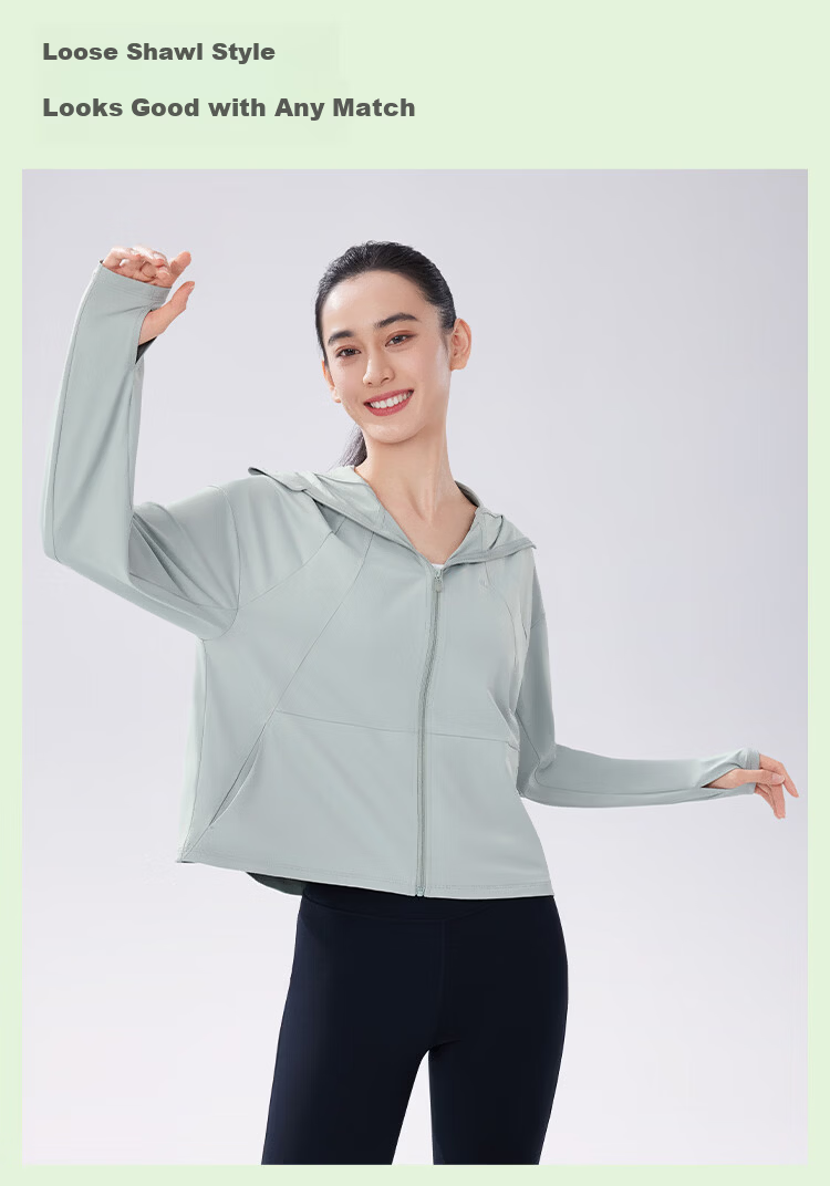 Beneunder Women's Sunscreen Jacket UV Protection Summer Breathable Ice Thin Cool Shawl Coat Blue M Size 15