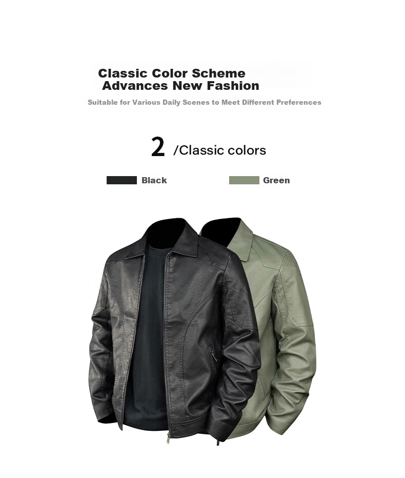Jeanswest Men's Spring Business Casual Simple Lapel Solid Color PU Jacket Trendy Stylish Youth Outerwear 4