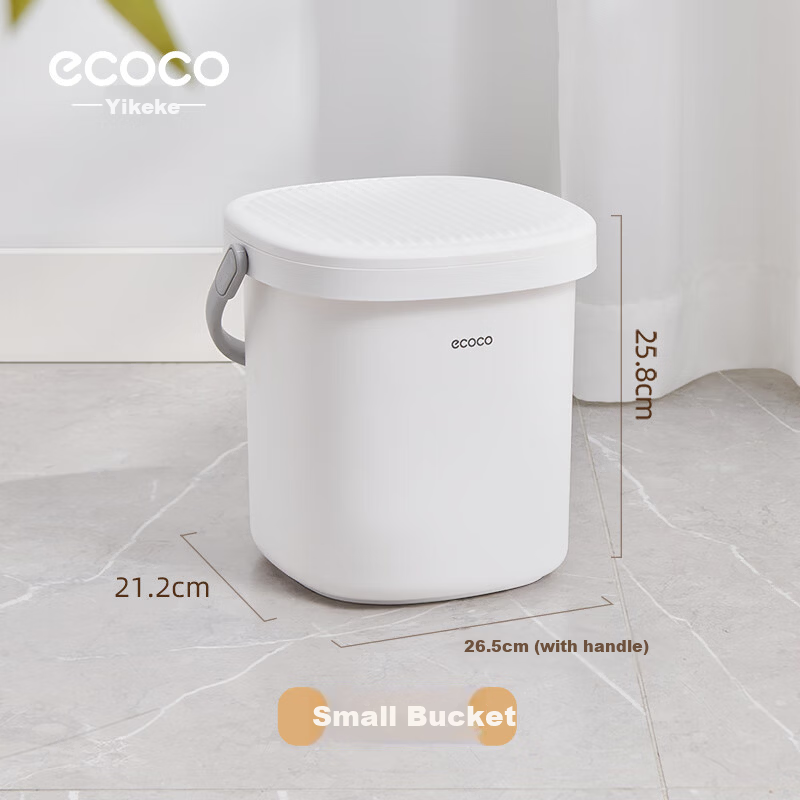 Ecoco 9L Portable Bucket with Lid, Student Dormitory Wash Bucket, Children's Foot Soaking Plastic Small Water Bucket E24146 Standard Edition