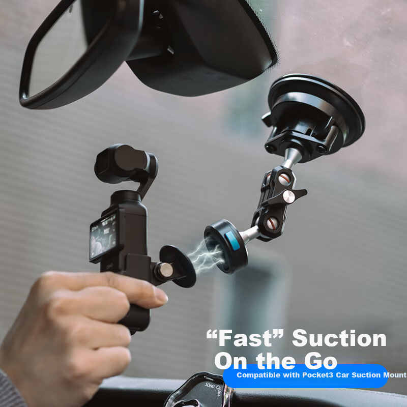 SUREWO Car Magnetic Quick-Release Suction Mount for DJI Pocket 3 Osmo Pocket 3 Car Glass Sunroof Interior and Exterior Fixed Shooting Expansion Accessory