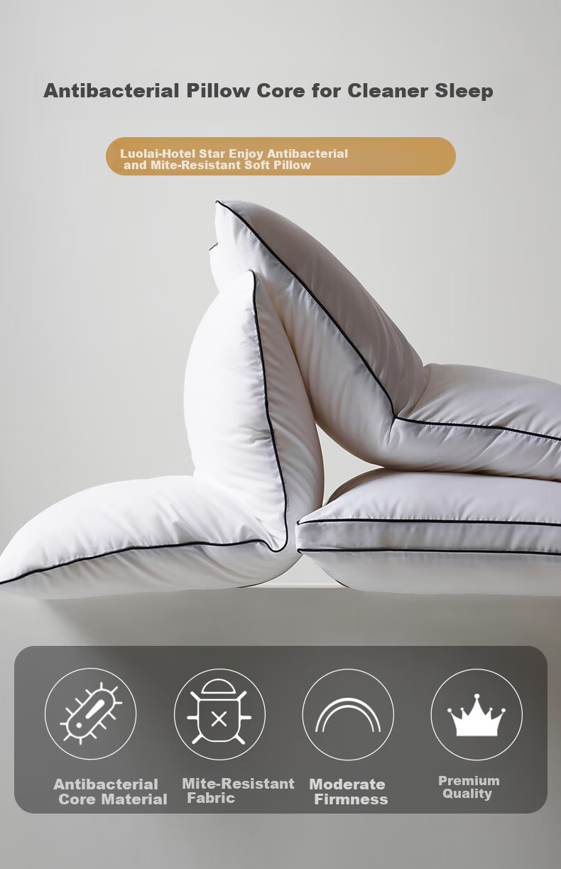 Luolai Home Textiles Hotel Antibacterial Mite-Resistant Soft Pillow Low Pillow Pair White 46*72cm 1