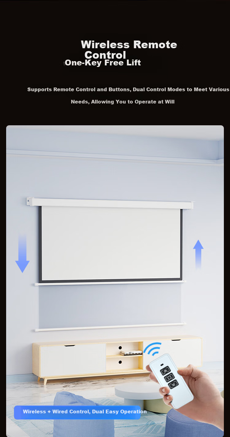 JD Original 100-Inch Electric Suspended White Light Particle Screen, 4K High-Definition, No Drilling Required, Formaldehyde-Free, Suitable for Home Office And Outdoor Use, Compatible with XGIMI, Jmgo, Dangbei Projectors 8
