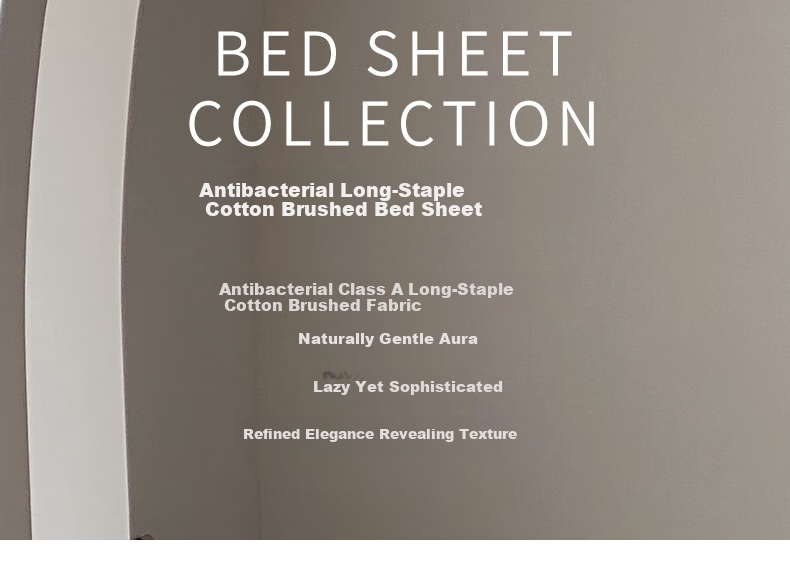 AMOR Antibacterial Class A 100-Count Brushed Cotton Bed Sheet Single Piece Naked Sleep Pure Cotton Winter Double Bed Sky Blue 245x250cm 3