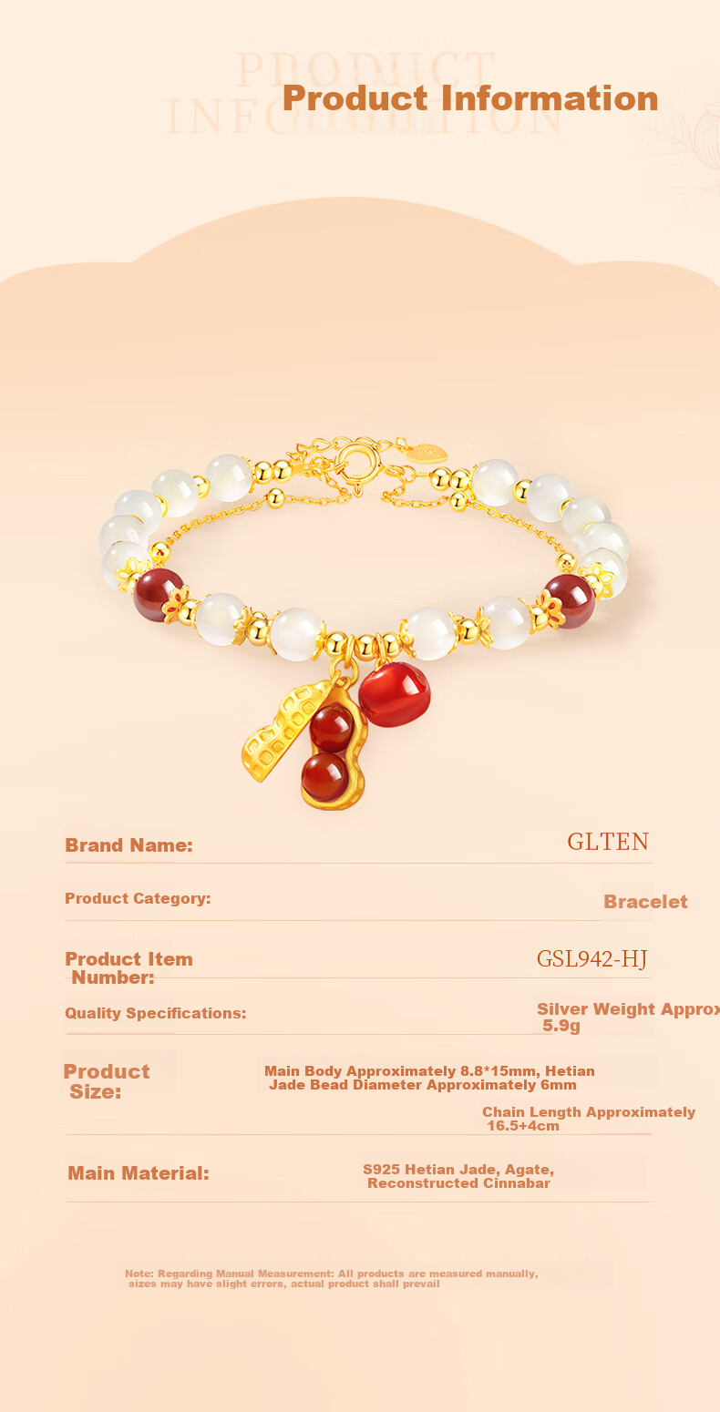 GLTEN Hetian Jade Cinnabar Beaded Bracelet Pure Silver Women's Bracelet 2026 New Jewelry Birthday Gift Commemorative for Girlfriend Wife 9