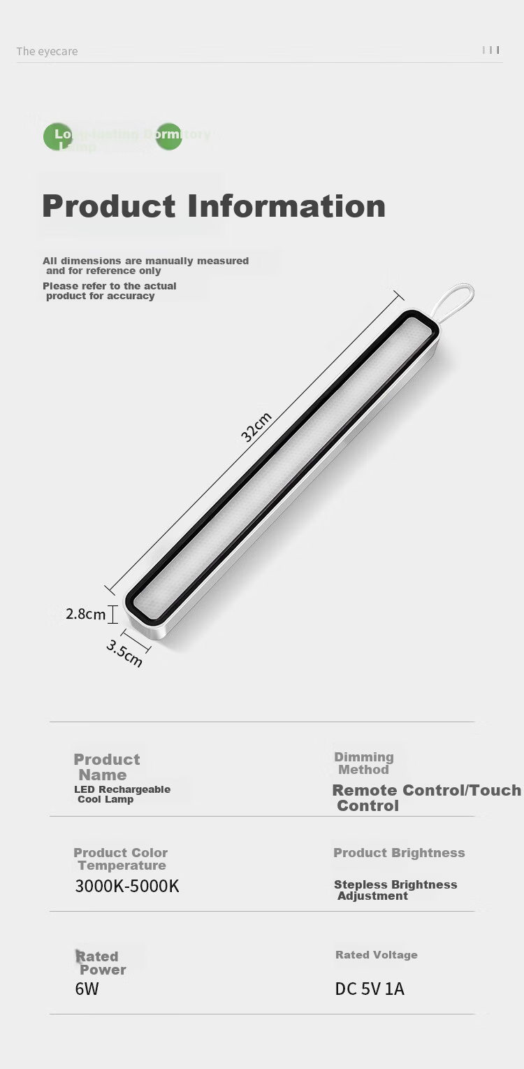 DUPAI Eye Protection Desk Lamp Study Bedroom Bedside Magnetic Student Dormitory Rechargeable Cool LED Night Light 8