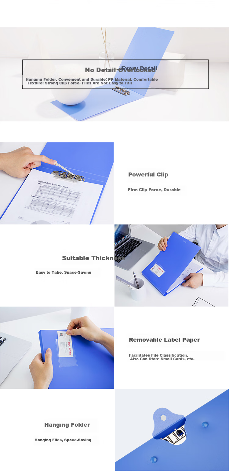Deli A4 Two-Ring D-Type Transparent File Folder, Loose-Leaf Punched File Folder for Documents, Archives, Bills Storage, Office Supplies 5381 4