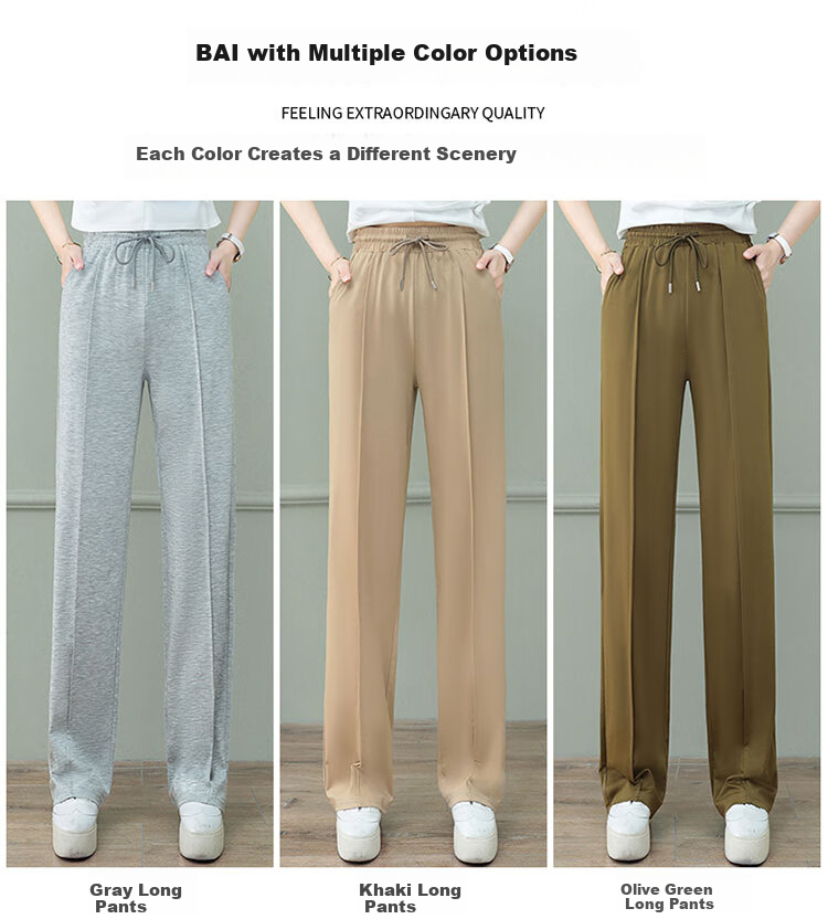 Woodpecker Women's Wide Leg Pants Spring Summer Straight Leg Sports Trousers High Waist Casual Slimming Draped Pants Green 4XL 6