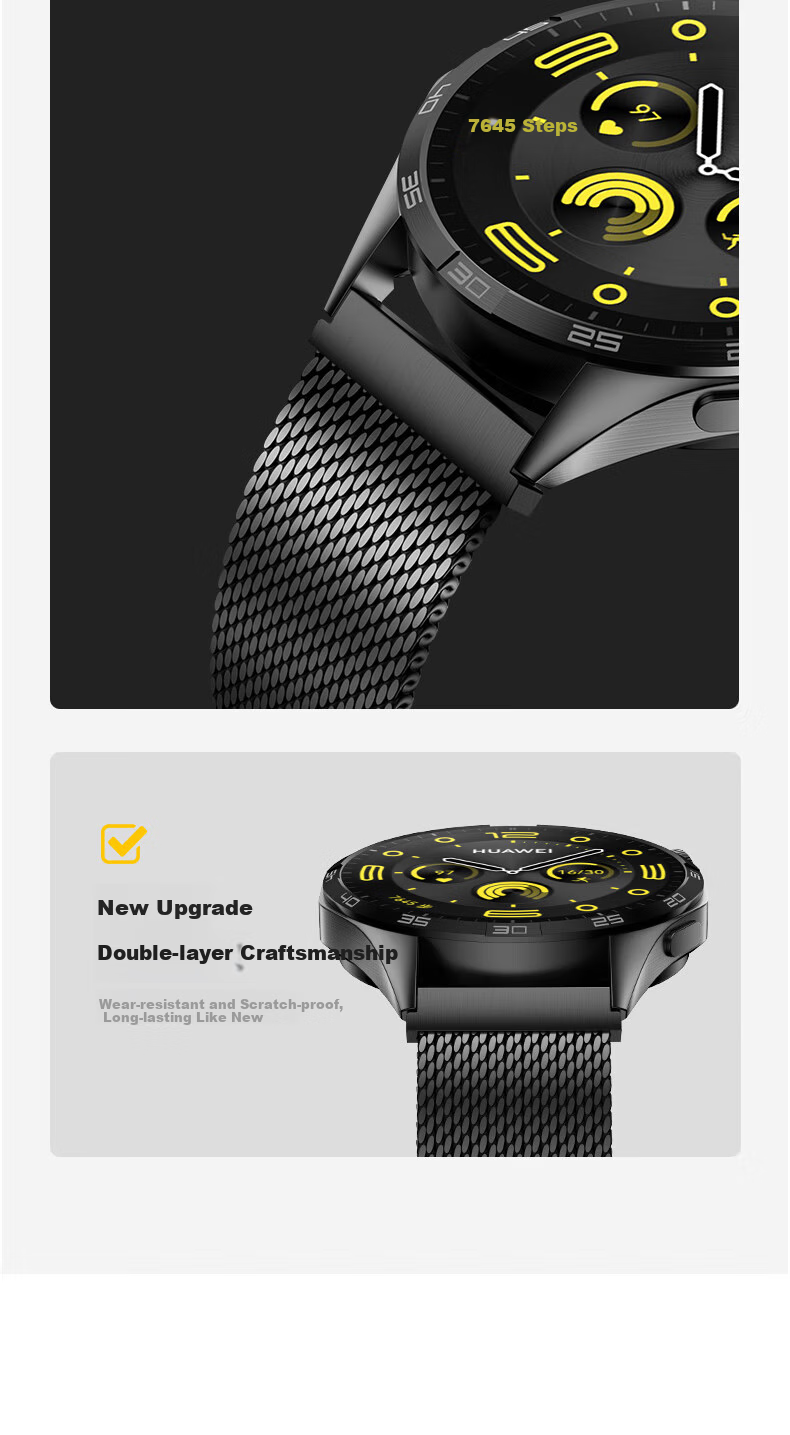 W&P Compatible with Huawei Watch Bands for GT5/GT6/4Pro/Watch5/4Pro/3/2/New, Extraordinary Master Milanese Metal Double Magnetic Stainless Steel Strap for Men, Silver 16