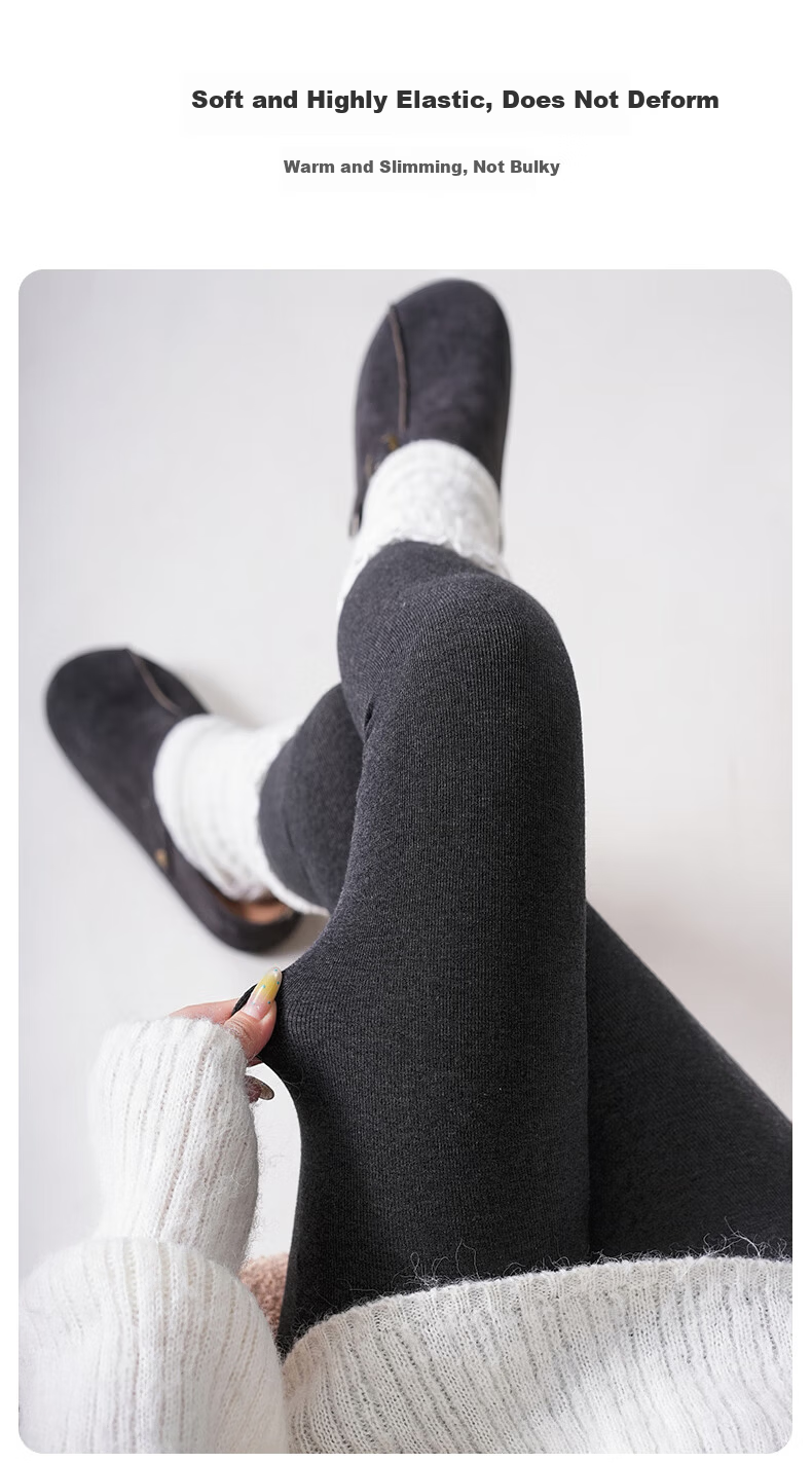 Mianxiang Weilai Women's Autumn Winter Leggings Tights Micro-Compression Vertical Stripes Warm Slim Fit Thin Thickened Skinny Petite 14