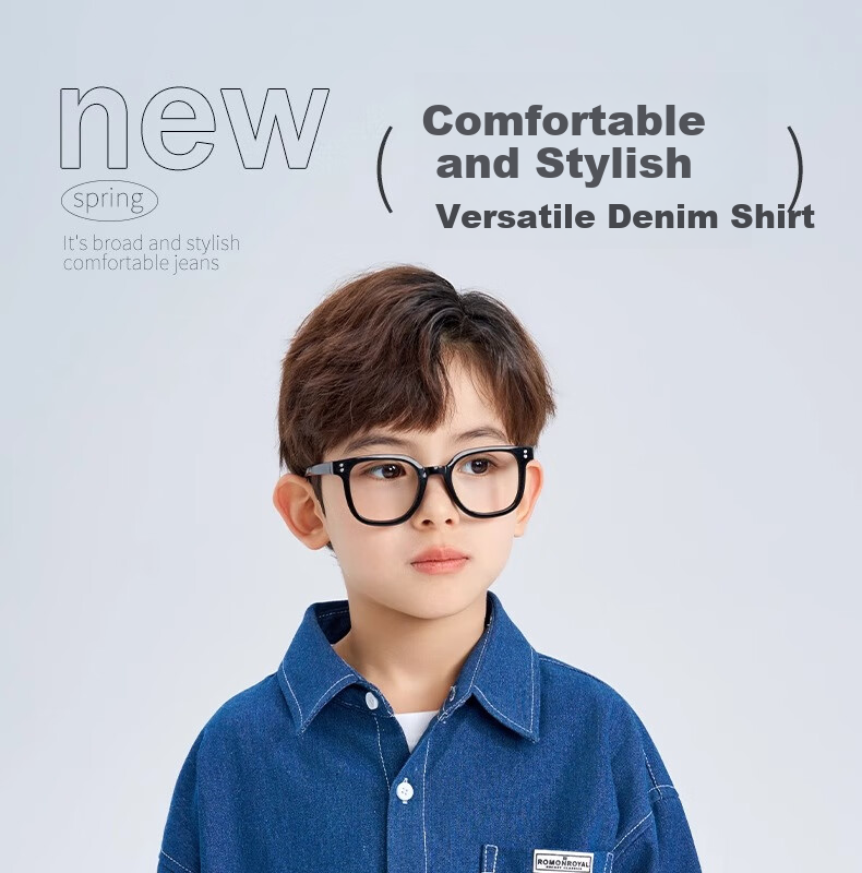 Romon Kids Denim Long Sleeve Shirt Boys Versatile Jacket Girls Blue Shirt Spring Autumn New Dark Blue 120 2