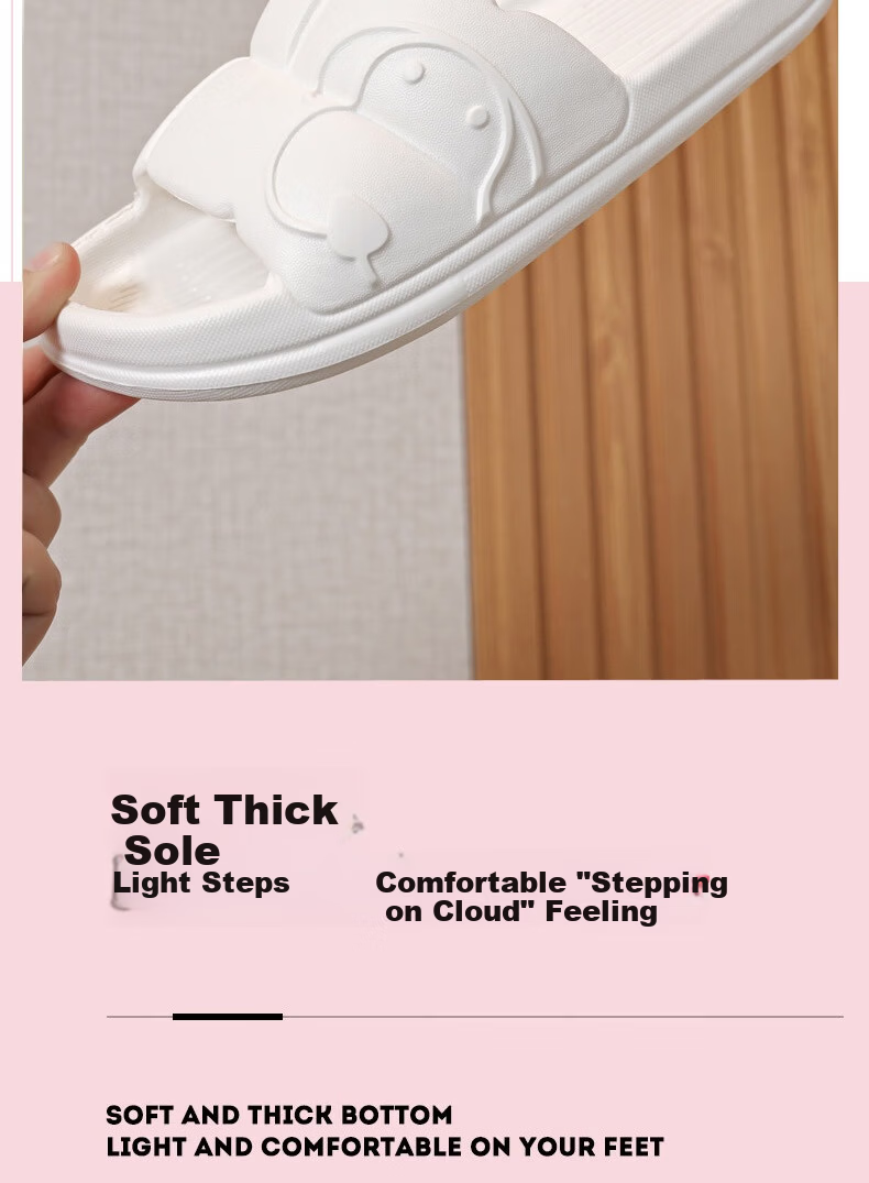 Huameijianbu Lightweight Thick-Soled Slippers, Soft And Bouncy, Comfortable Indoor/outdoor Non-Slip Sandals HM2207 White 40-41 5